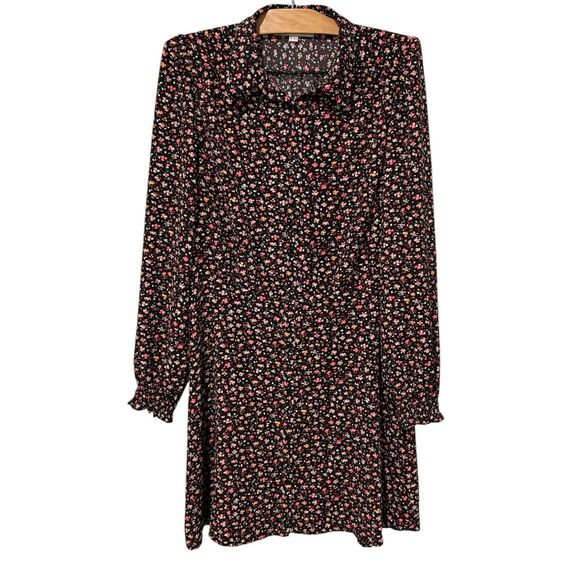Ann Taylor LOFT | Dress Long Sleeve Floral Button Front Knee Length Size 10 Tall - Picture 1 of 9